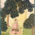 Um iogue sentado em um jardim